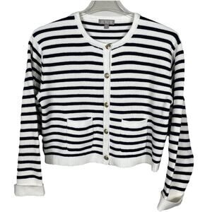 J.Crew Emilie Sweater Lady Jacket Women’s M Navy White Stripe Classic Nautical